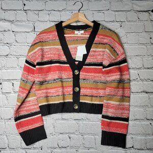 Bp Crop Cardigan Sweater In Black Marl‎ Stripe Multicolor NWT Size S